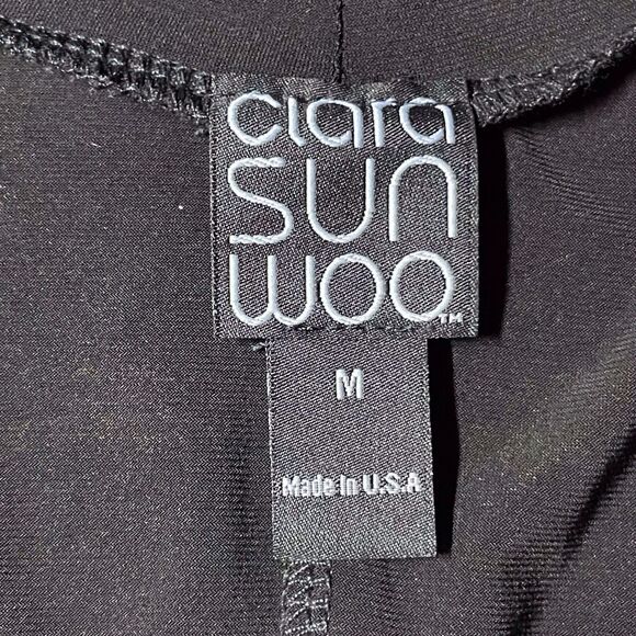 NWT Clara Sunwoo Choker V-Neckline Tunic Size Medium 3/4 Sleeve Black Lagenlook - Picture 4 of 16